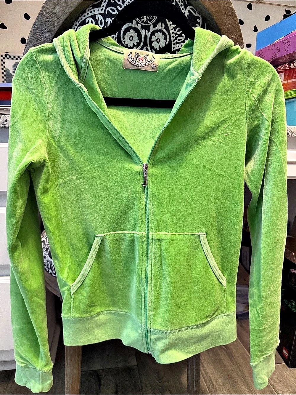 Juicy Couture Velour Zip-Up Hoodie Green Medium